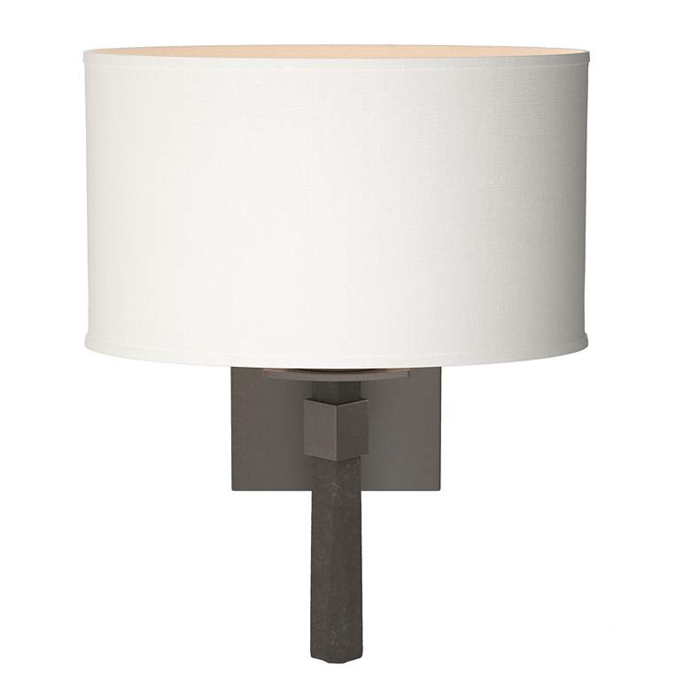 Image 1 Beacon Hall 13.7"H Oval Drum Shade Dark Smoke Sconce w/ Anna Shade
