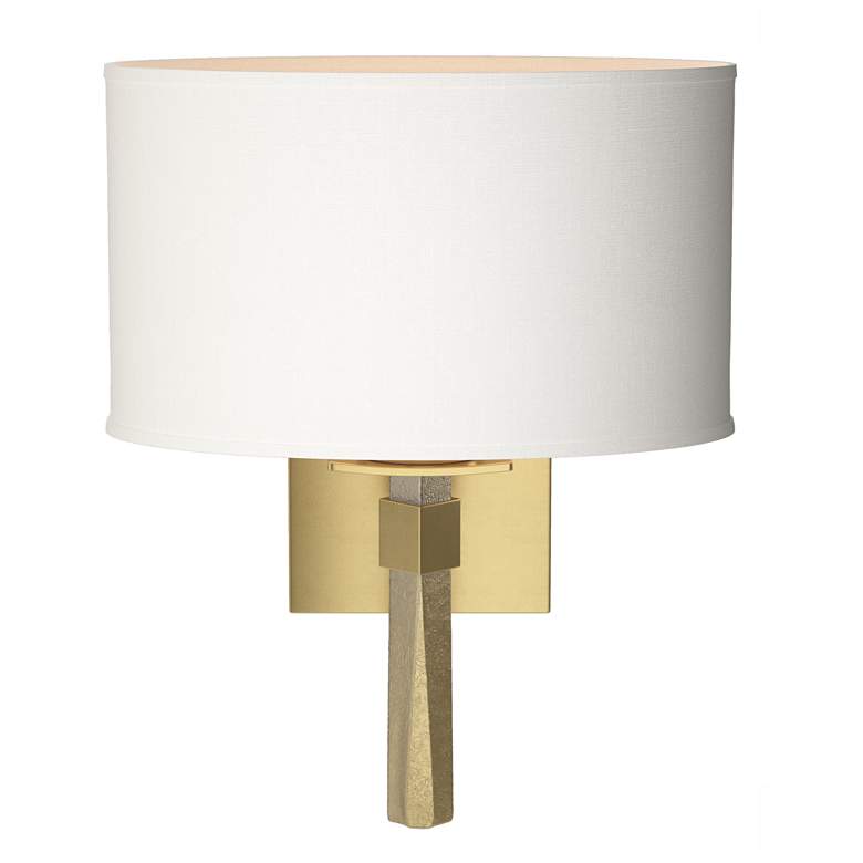 Image 1 Beacon Hall 13.7 inchH Oval Drum Shade Modern Brass Sconce w/ Anna Shade