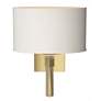 Beacon Hall 13.7"H Oval Drum Shade Modern Brass Sconce w/ Flax Shade