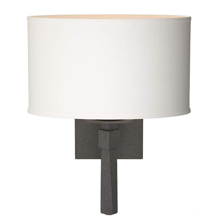 Image 1 Beacon Hall 13.7"H Oval Drum Shade Natural Iron Sconce w/ Anna Shade