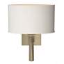 Beacon Hall 13.7"H Oval Drum Shade Soft Gold Sconce With Flax Shade