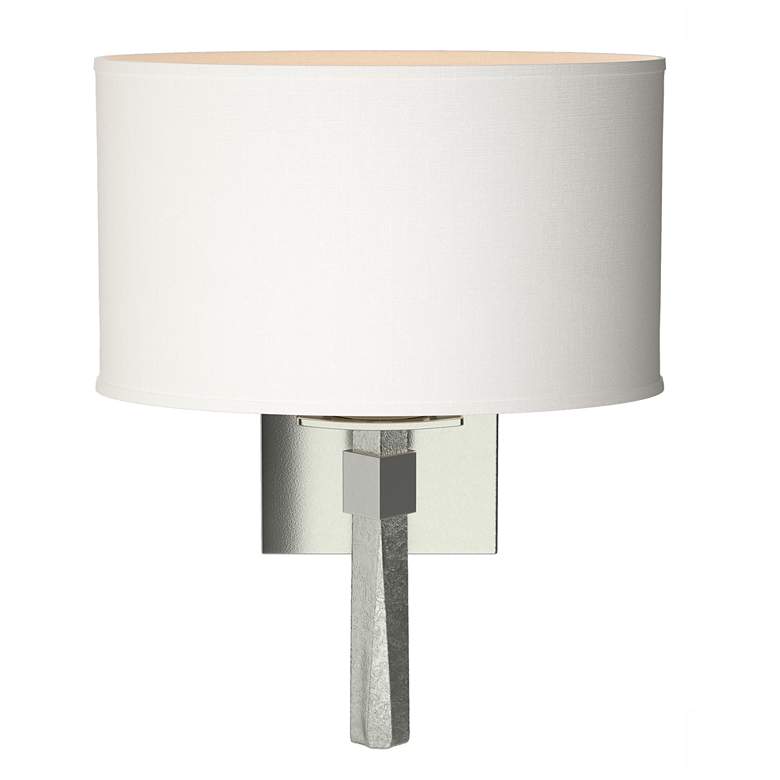 Image 1 Beacon Hall 13.7"H Oval Drum Shade Sterling Sconce w/ Anna Shade