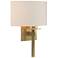 Beacon Hall 13" High Modern Brass Sconce With Flax Shade