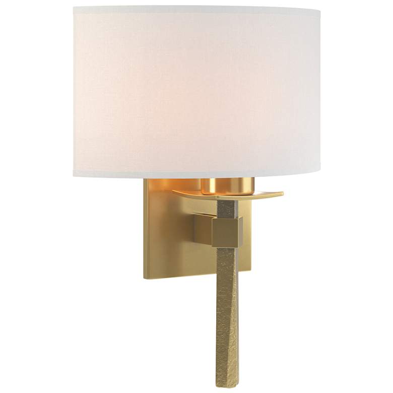 Image 1 Beacon Hall 13 inch High Modern Brass Sconce With Natural Anna Shade