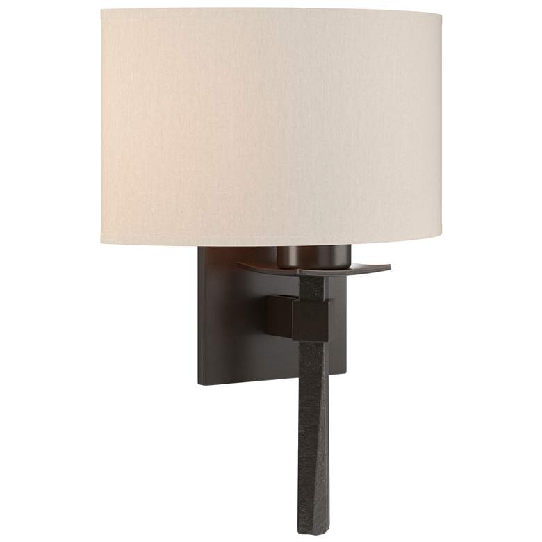 Image 1 Beacon Hall 13 inch High Oil Rubbed Bronze Sconce With Flax Shade