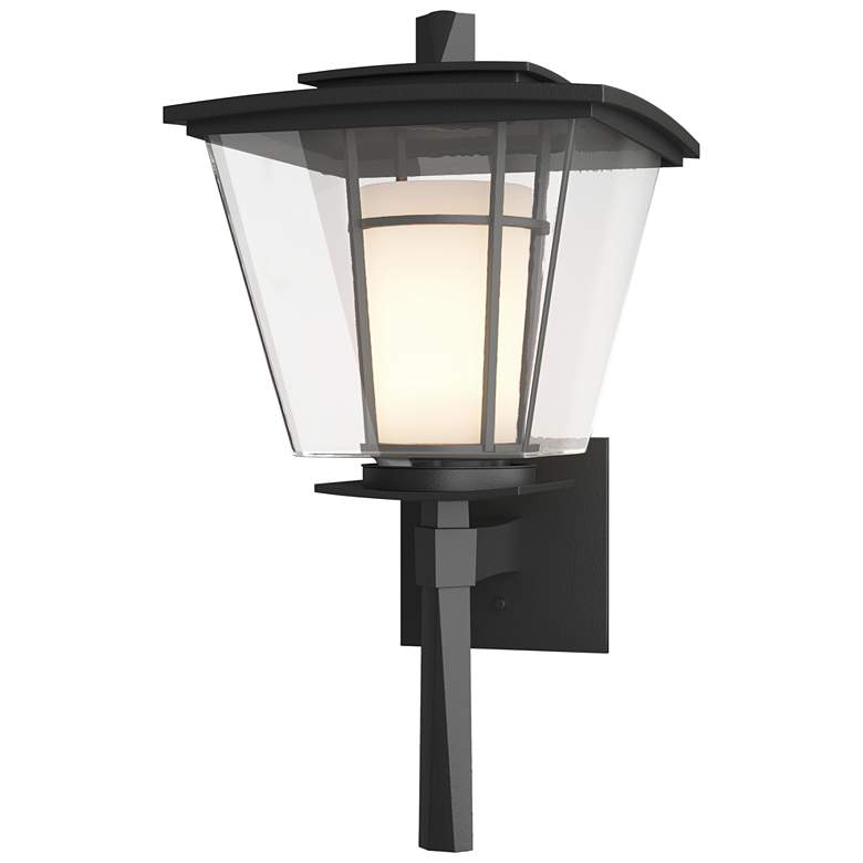 Image 1 Beacon Hall 17.6"H Black Outdoor Sconce w/ Opal and Clear Shade