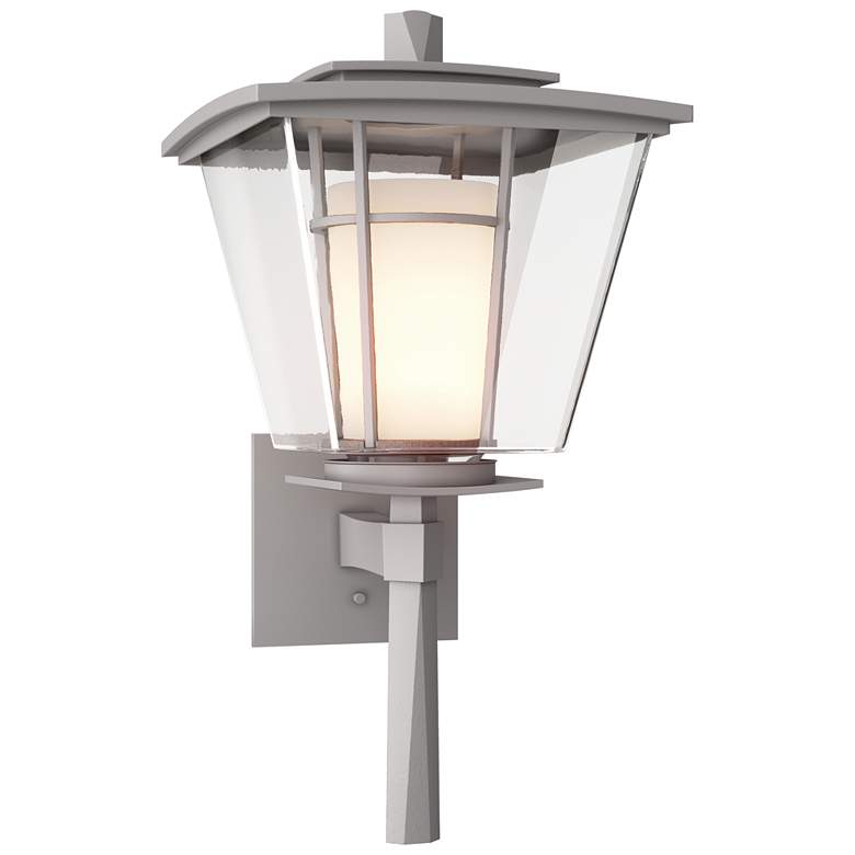 Image 1 Beacon Hall 17.6"H Burnished Steel Outdoor Sconce w/ Opal and Clear Sh