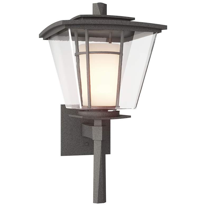 Image 1 Beacon Hall 17.6"H Natural Iron Outdoor Sconce w/ Opal and Clear Shade