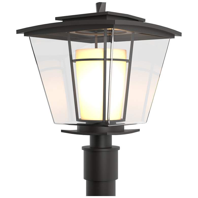 Image 1 Beacon Hall 18.1"H Oiled Bronze Outdoor Post Light w/ Opal and Clear S