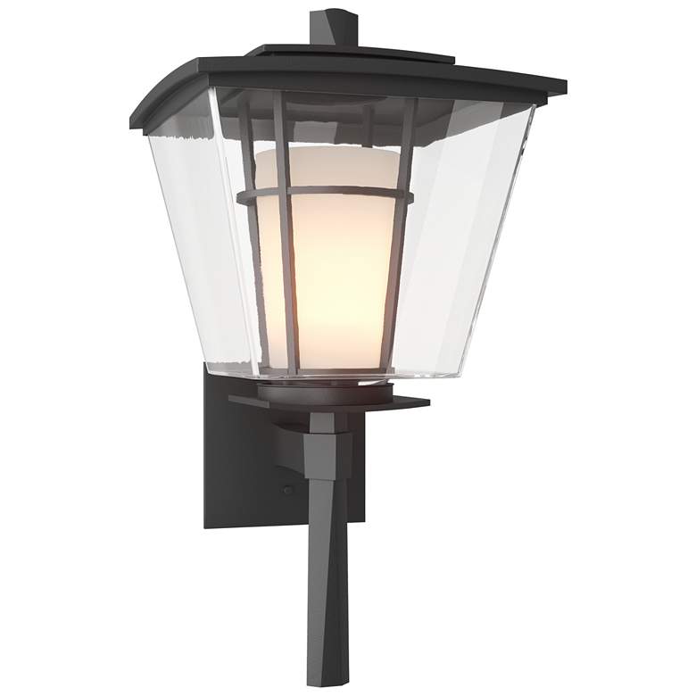 Image 1 Beacon Hall 23.4 inchH Large Black Outdoor Sconce w/ Opal and Clear Shade