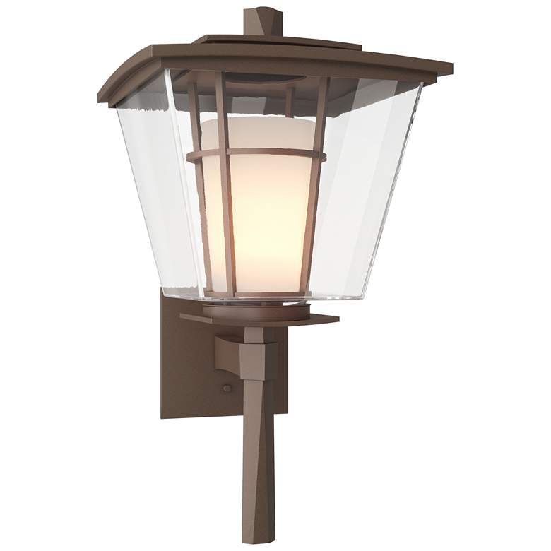 Image 1 Beacon Hall 23.4 inchH Large Bronze Outdoor Sconce w/ Opal and Clear Glass