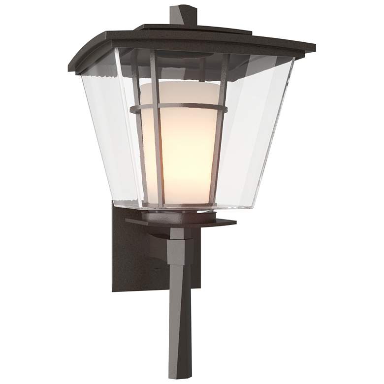 Image 1 Beacon Hall 23.4 inchH Oiled Bronze Outdoor Sconce w/ Opal and Clear Shade