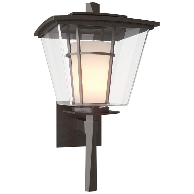 Image 1 Beacon Hall 23.4"H Oiled Bronze Outdoor Sconce w/ Opal and Clear Shade