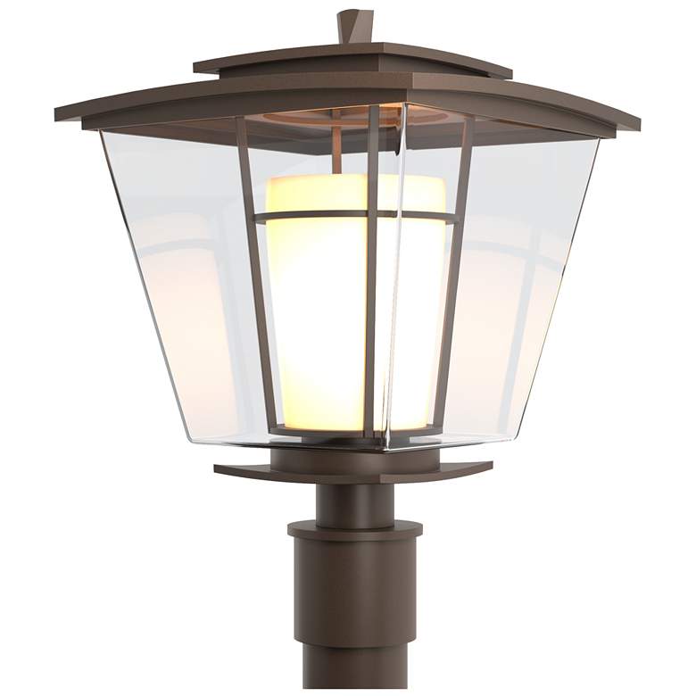 Image 1 Beacon Hall Coastal Bronze Outdoor Post-Light With Opal &#38; Clear Glass