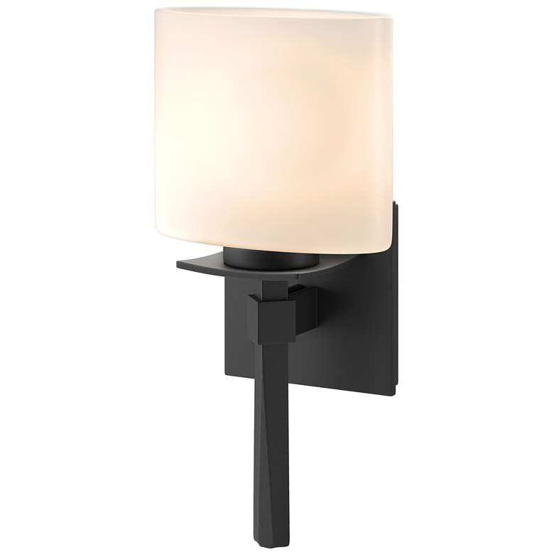 Image 1 Beacon Hall Ellipse Glass Sconce - Black Finish - Opal Glass