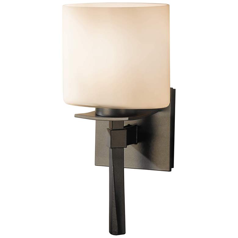 Image 1 Beacon Hall Ellipse Glass Sconce - Dark Smoke Finish - Opal Glass