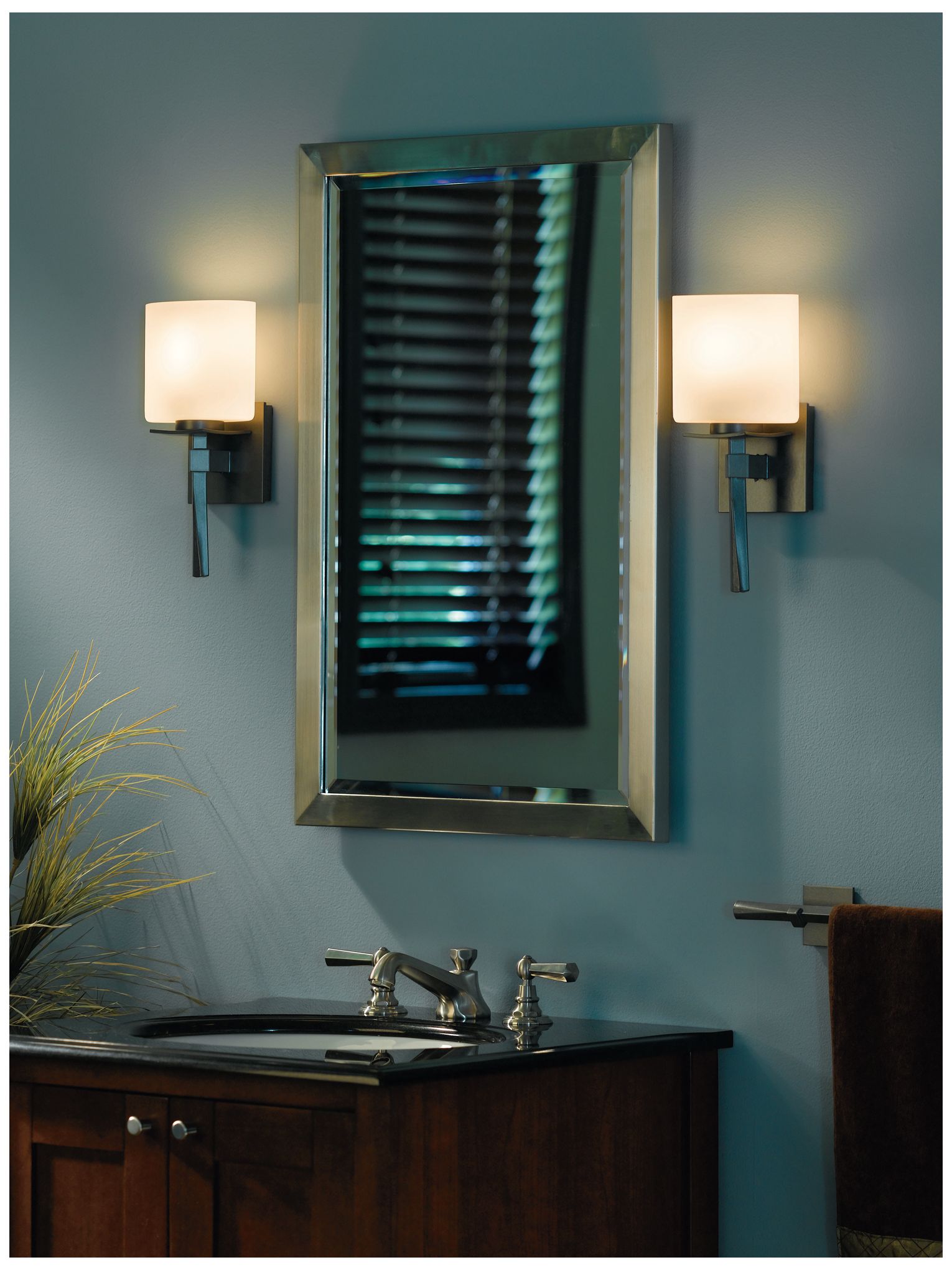 Image 3 Beacon Hall Ellipse Glass Sconce - Dark Smoke Finish - Opal Glass more views