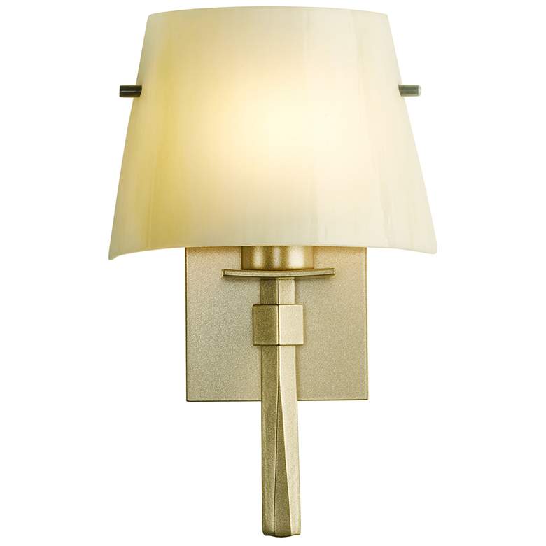 Image 1 Beacon Hall Half Cone Glass Sconce - Soft Gold Finish - Ivory Art Glass