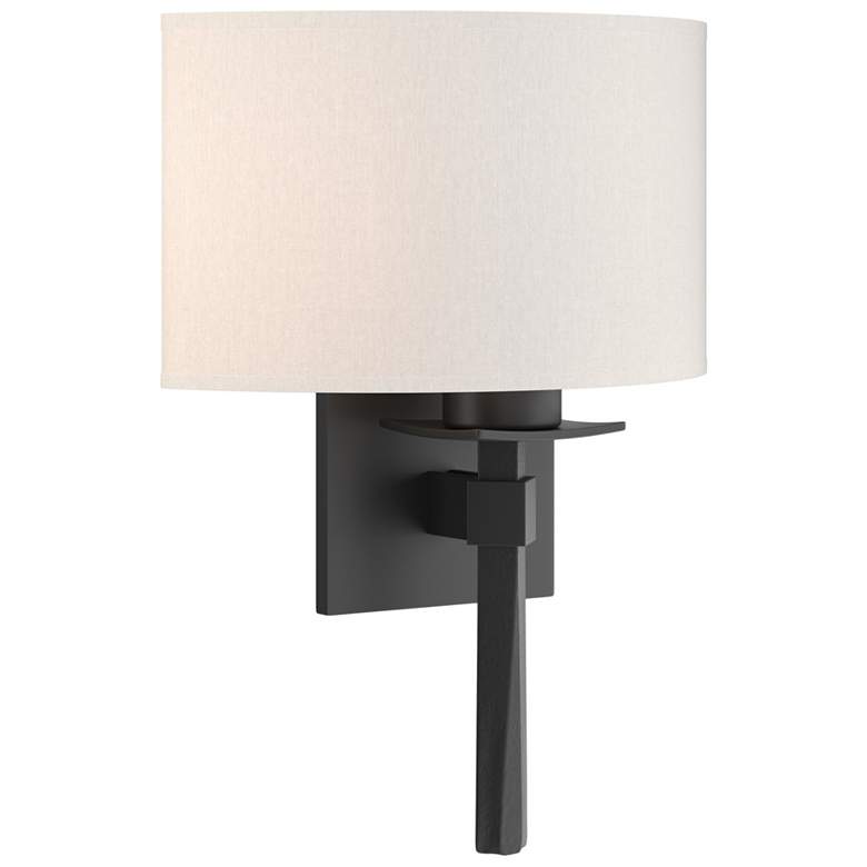 Image 1 Beacon Hall Half Drum Shade Sconce - Black - Flax Shade