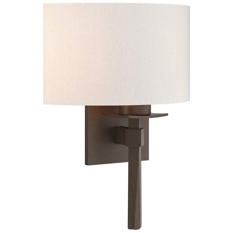 Image 1 Beacon Hall Half Drum Shade Sconce - Bronze - Flax Shade