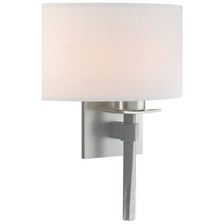 Image 1 Beacon Hall Half Drum Shade Sconce - Platinum - Natural Anna Shade