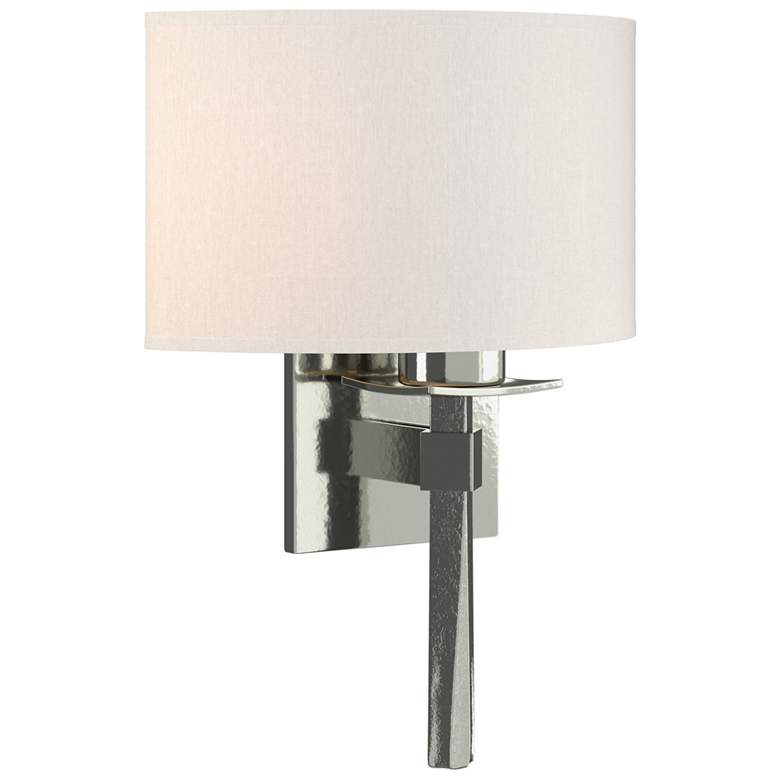Image 1 Beacon Hall Half Drum Shade Sconce - Sterling - Flax Shade