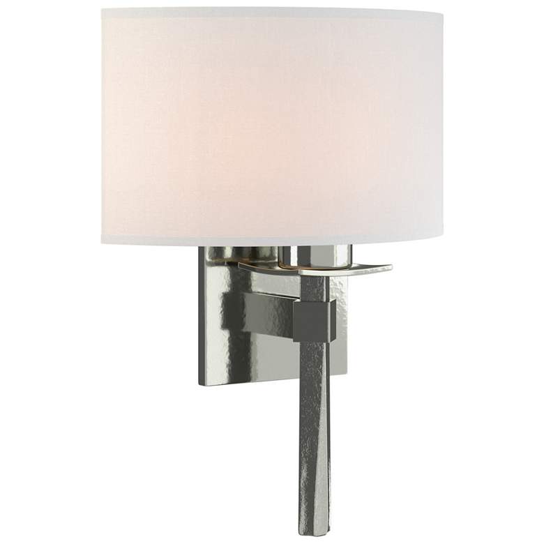 Image 1 Beacon Hall Half Drum Shade Sconce - Sterling - Natural Anna Shade