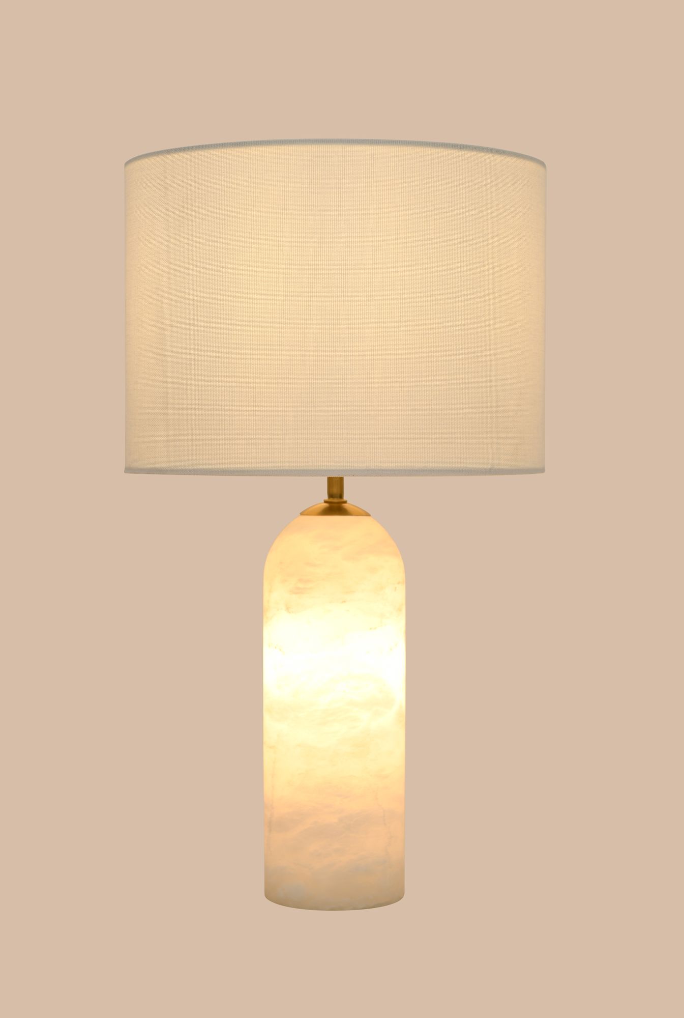 Thumbnail2 of Beacon Lighting Firma 2Lt Alabaster Table Lamp w/White Linen Shade more views