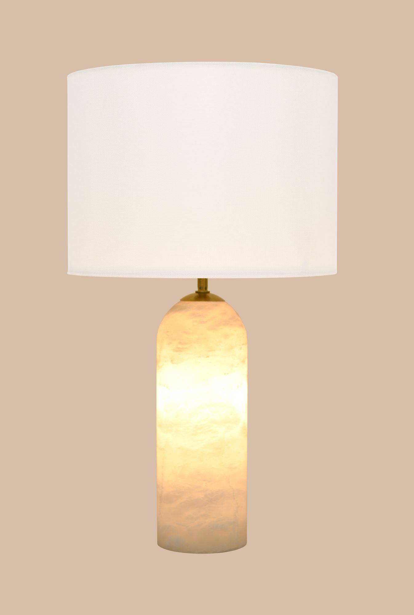 Thumbnail3 of Beacon Lighting Firma 2Lt Alabaster Table Lamp w/White Linen Shade more views