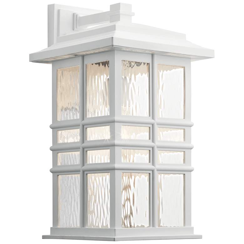 Image 1 Beacon Square 1-Light 17.5-in White Outdoor Wall Light