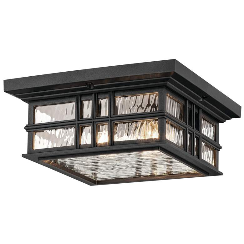 Image 1 Beacon Square 12" Wide Textured Black Outdoor Ceiling Light