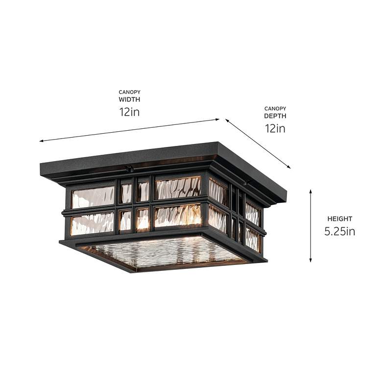 Image 3 Beacon Square 12" Wide Textured Black Outdoor Ceiling Light more views