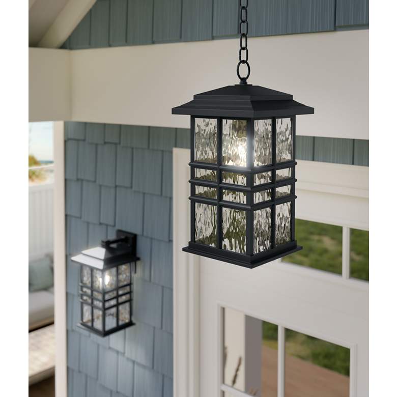 Image 7 Beacon Square 18" 1-Light Outdoor Hanging Light in Textured Black more views