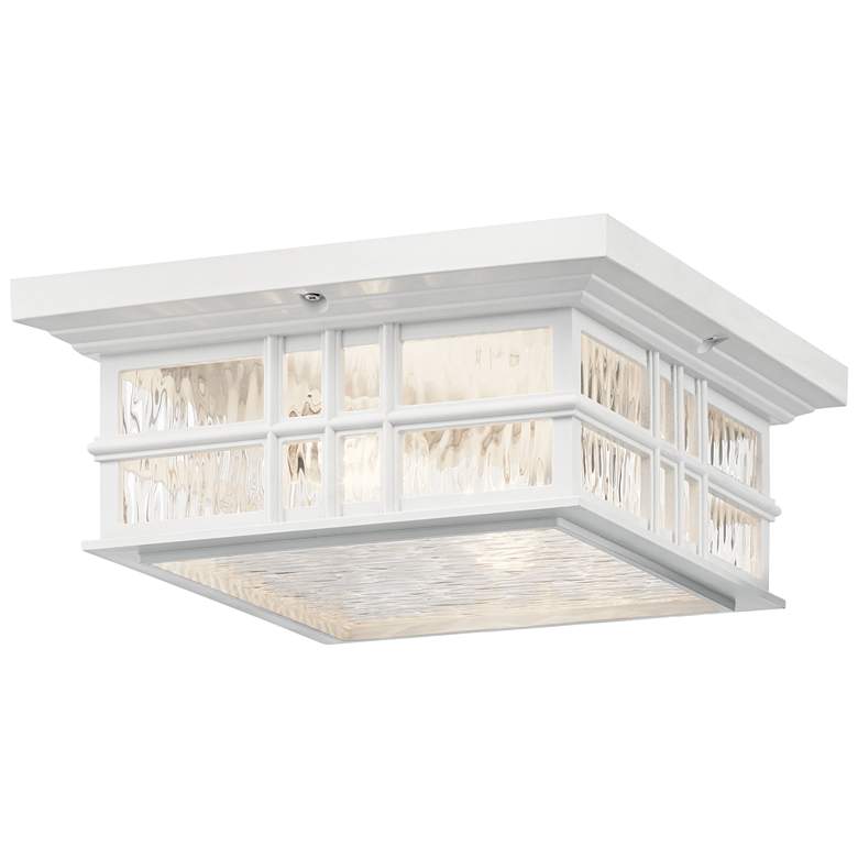 Image 1 Beacon Square 2-Light 12-in White Indoor/Outdoor Flush Mount Light