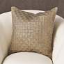 Beaded Basketweave Antique Gold 20" Square Throw Pillow
