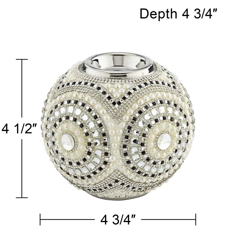 Image 5 Beaded Silver Plating 4 3/4" Wide Tealight Candle Holder more views