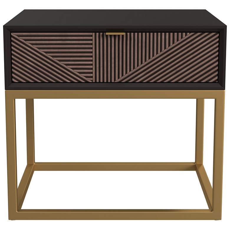 Image 1 Beader 24 inch Black, Bronze and Gold Rectangular End Table