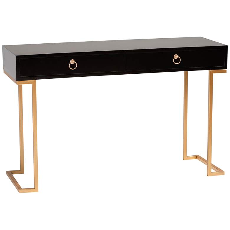 Image 2 Beagan 47 1/4" Wide Black Gold 2-Drawer Console Table