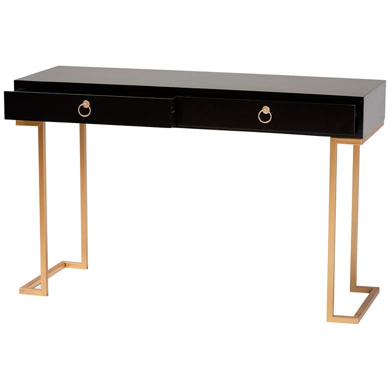 Image 7 Beagan 47 1/4" Wide Black Gold 2-Drawer Console Table more views