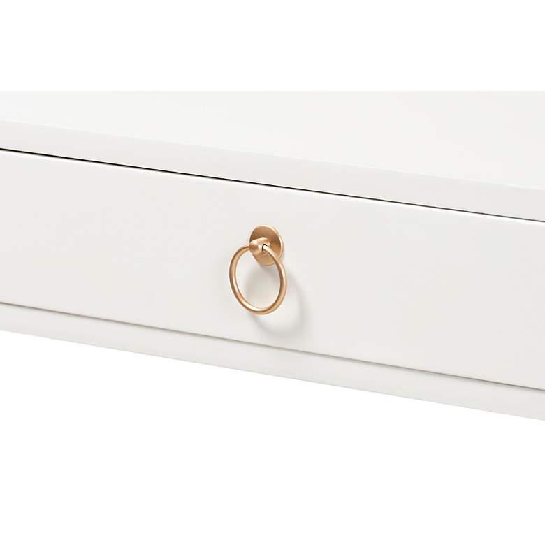 Image 3 Beagan 47 1/4 inchW White Wood Gold Metal 2-Drawer Console Table more views
