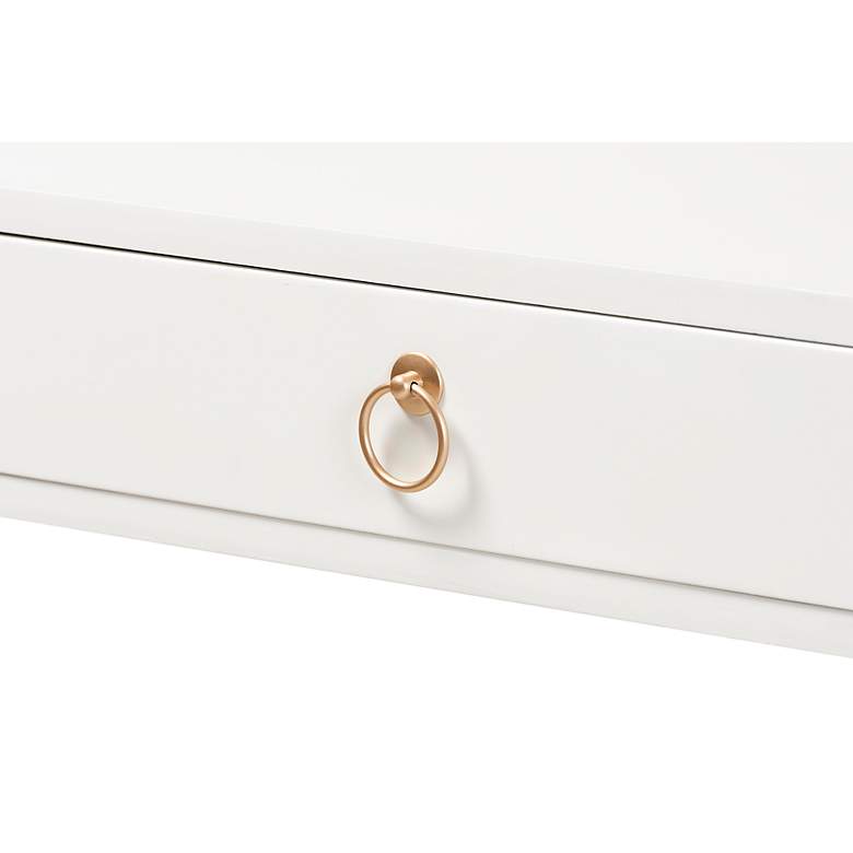 Image 3 Beagan 47 1/4"W White Wood Gold Metal 2-Drawer Console Table more views