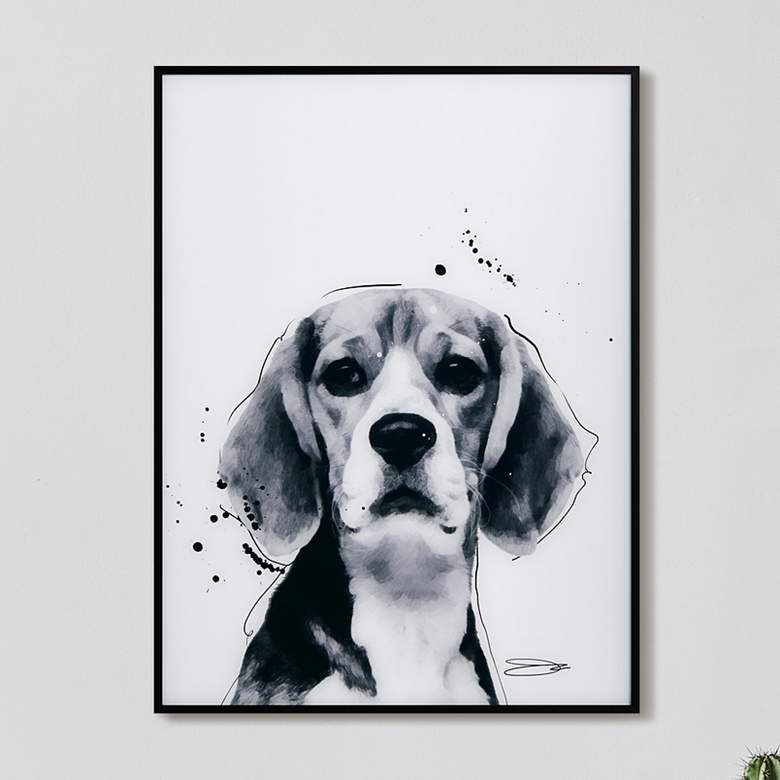 Image 1 Beagle 24" High Rectangular Framed Glass Wall Art