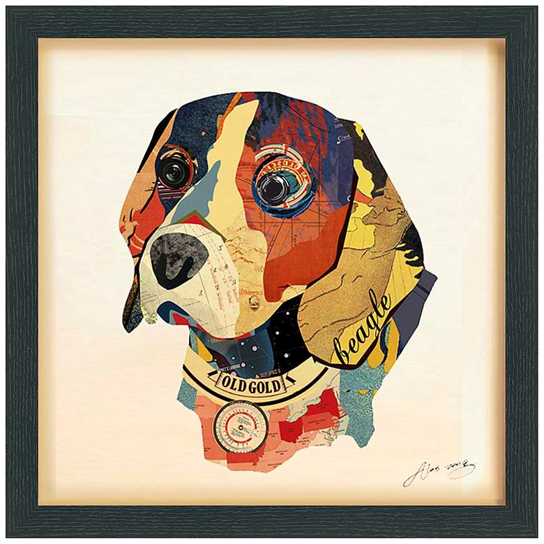 Image 2 Beagle Closeup 17" High Dimensional Collage Framed Wall Art
