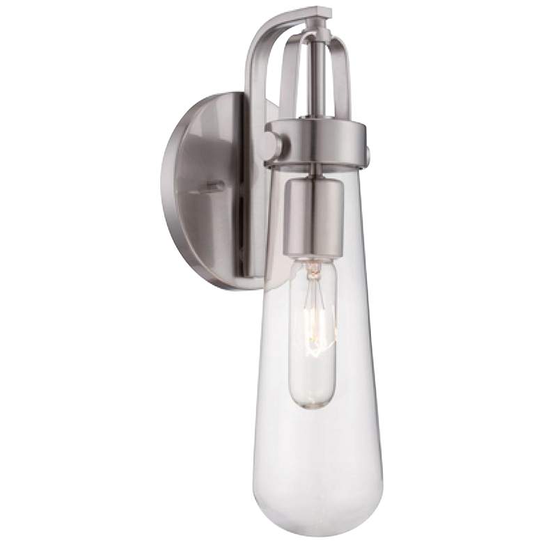 Image 1 Beaker 14 1/4 inch High Brushed Nickel Wall Sconce