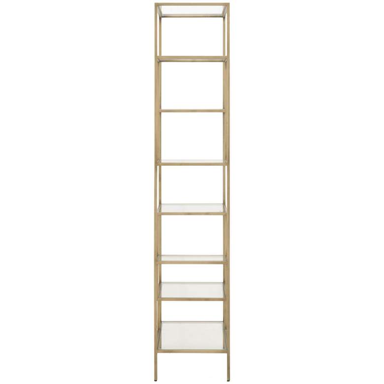 Image 3 Beakman 31 1/2" Wide Brass Metal and Glass 7-Shelf Bookcase more views
