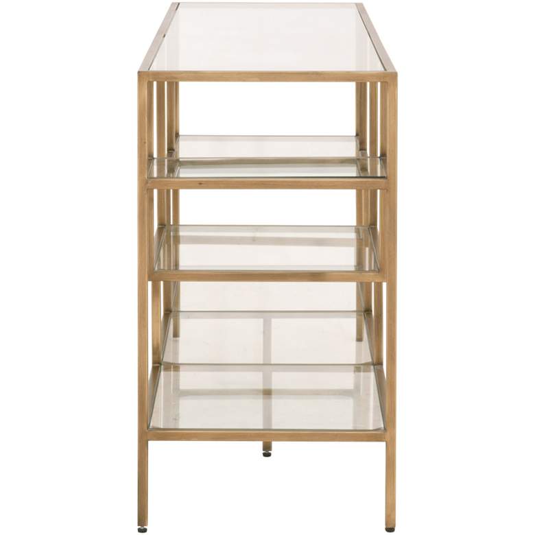 Image 4 Beakman 59" Wide Brass Metal and Glass 4-Shelf Low Bookcase more views