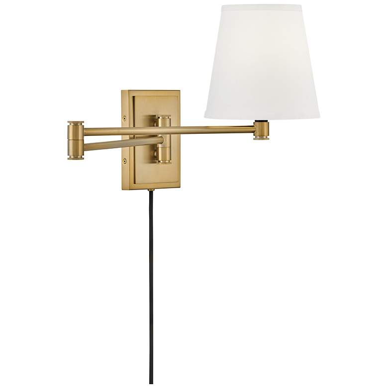 Image 3 Beale 11 1/2" High Lacquered Brass Swing Arm Wall Lamp more views