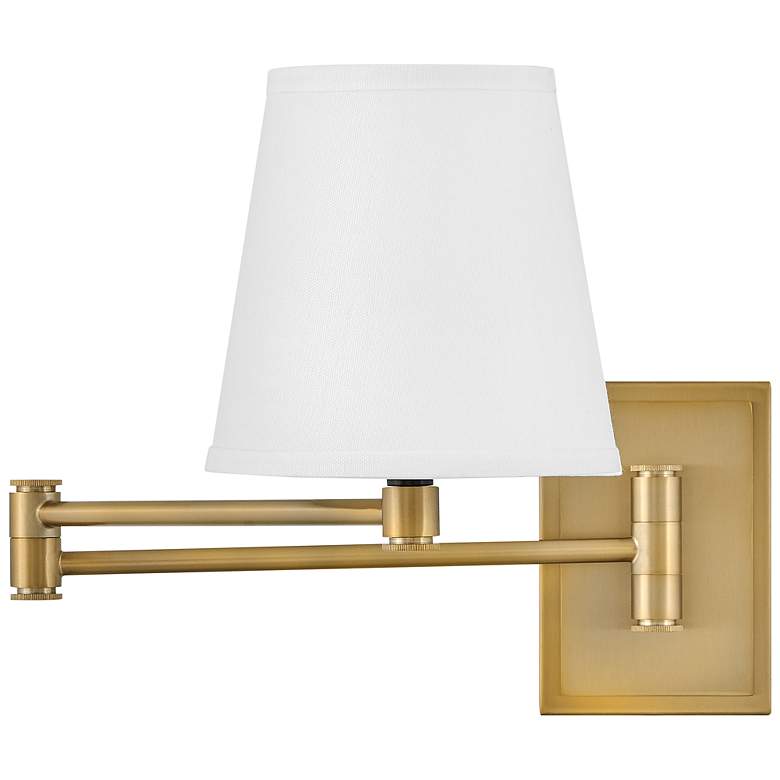 Image 4 Beale 11 1/2" High Lacquered Brass Swing Arm Wall Lamp more views
