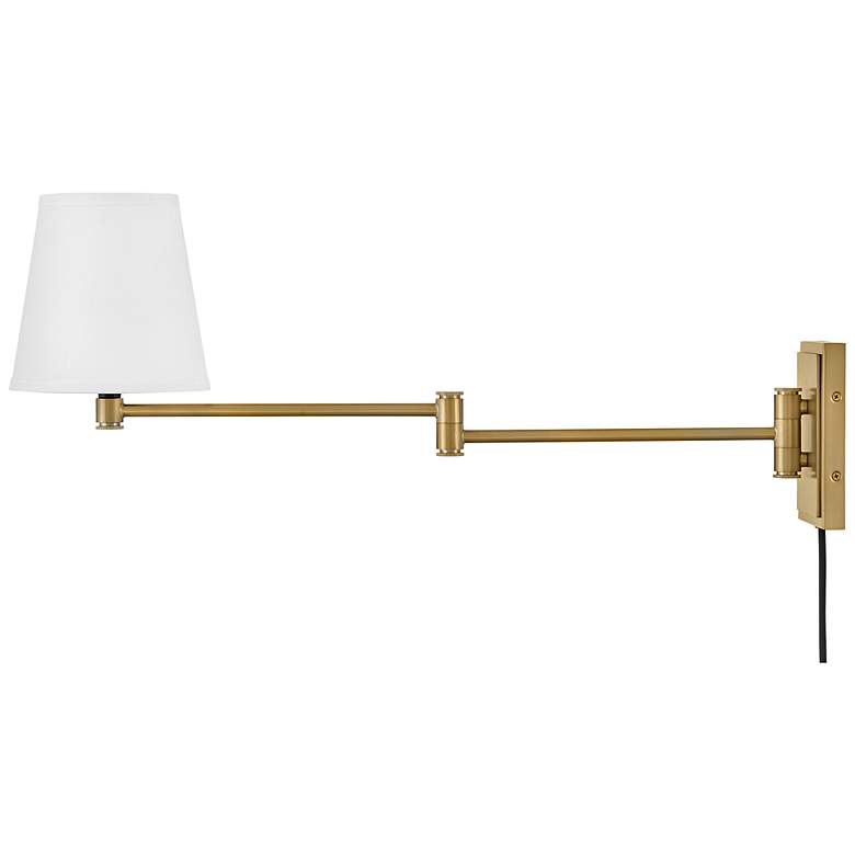 Image 7 Beale 11 1/2" High Lacquered Brass Swing Arm Wall Lamp more views