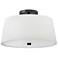Beale 14" Wide Black with White Linen Drum Ceiling Light